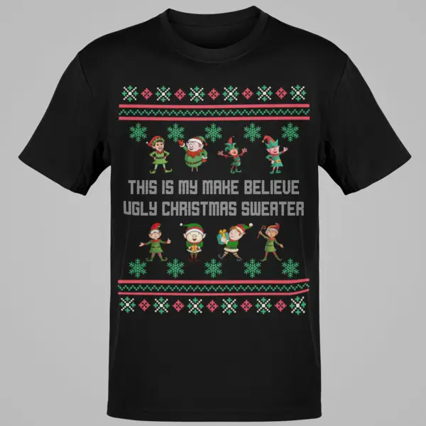 Funny Make Believe Ugly Christmas Sweater With Elves