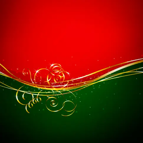 Fun Elegant Christmas Red Green Bright Ribbon Swirls