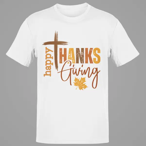 Happy Thanksgiving Fall Leaf Family Festive Cross Of Jesus