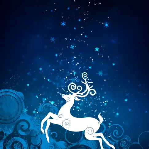 Magical Winter Reindeer Starry Night Christmas Fantasy