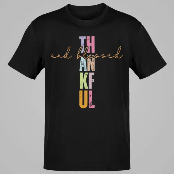 Thankful and Blessed Colorful Graphic Lettering Design