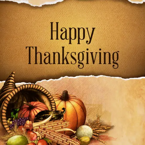 Happy Thanksgiving Harvest Cornucopia Family