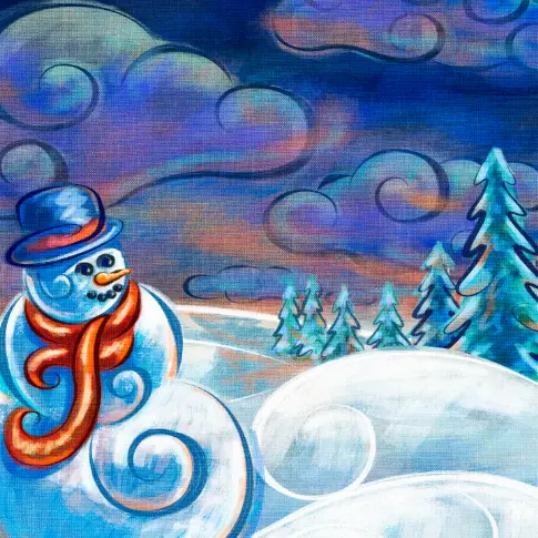 Winter Snowman Snowy Bliss Scenic Wonderland Christmas Art