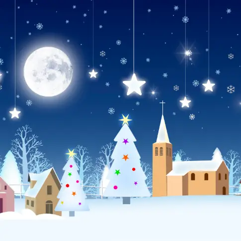 Magical Winter Night Church Scene Christmas Wonderland