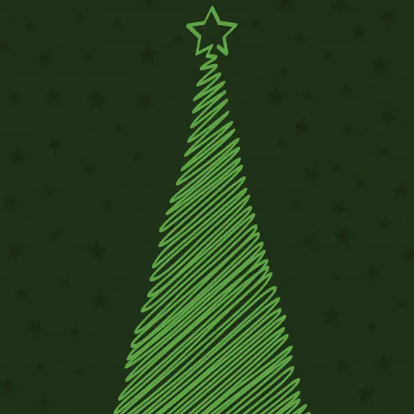 Minimalist Green Christmas Tree Sketch Festive Holiday