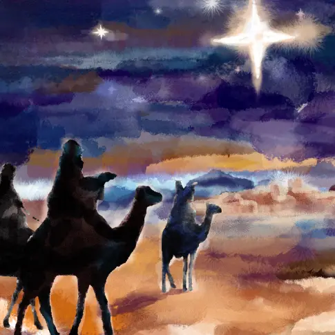 Three Kings Starlit Journey Christmas Wise Men Holiday Art